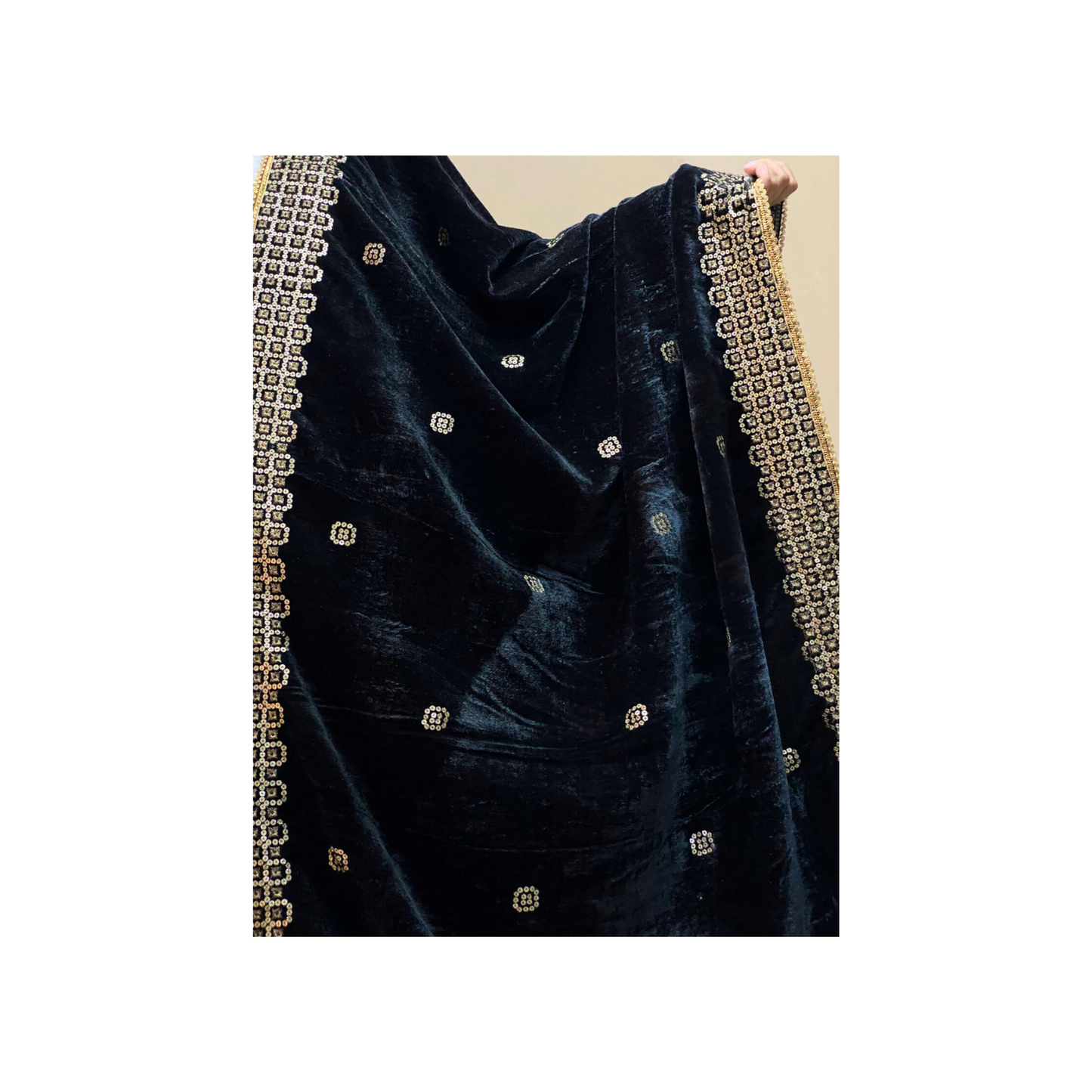 Midnight Eclipse Black Velvet Shawl - Luxurious Wrap for Elegant Evenings