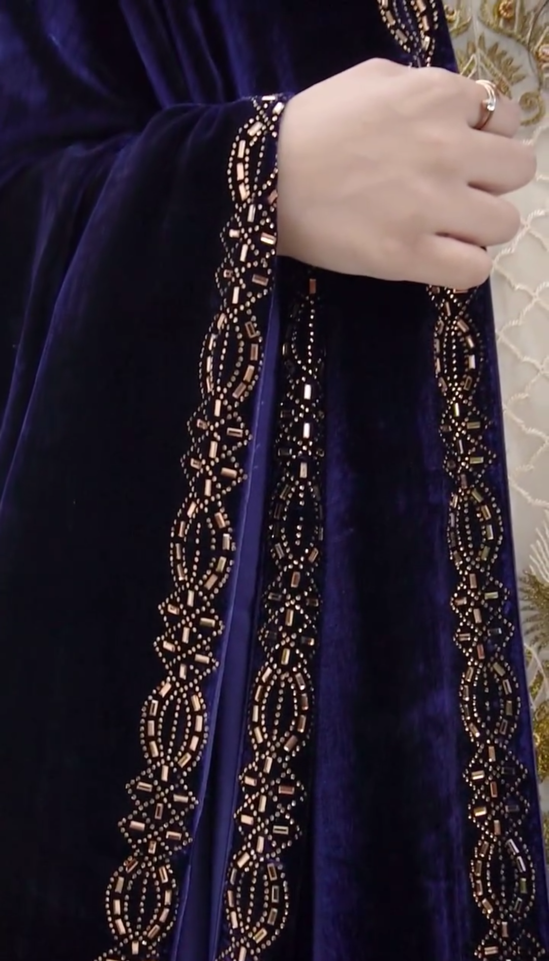 Luxurious Velvet Shawl with Exquisite embroided / Bugle Beads - "Elegance" Collection