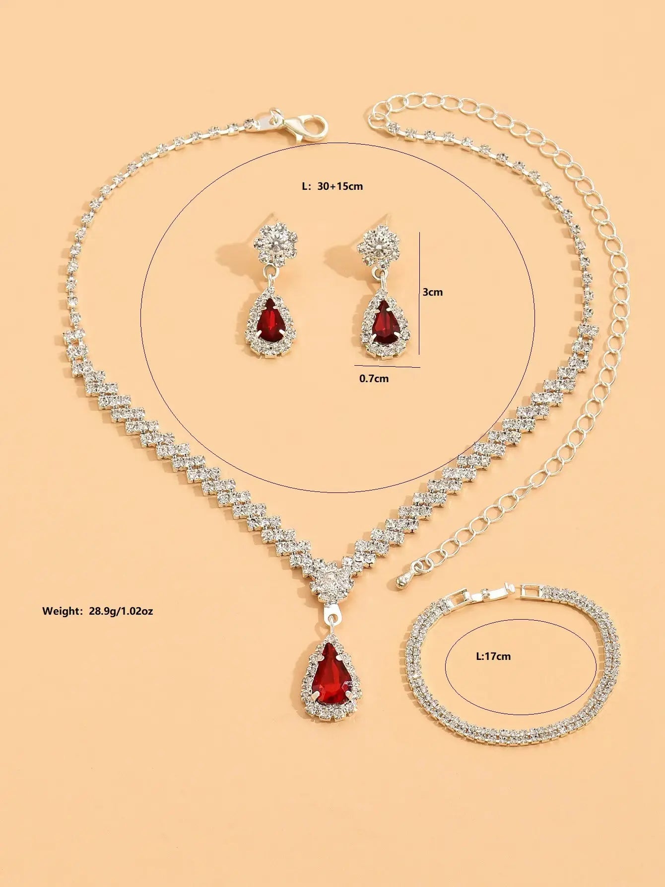 Acessories Earring Bracelet & Necklac Bridal Jewelry Set For Women