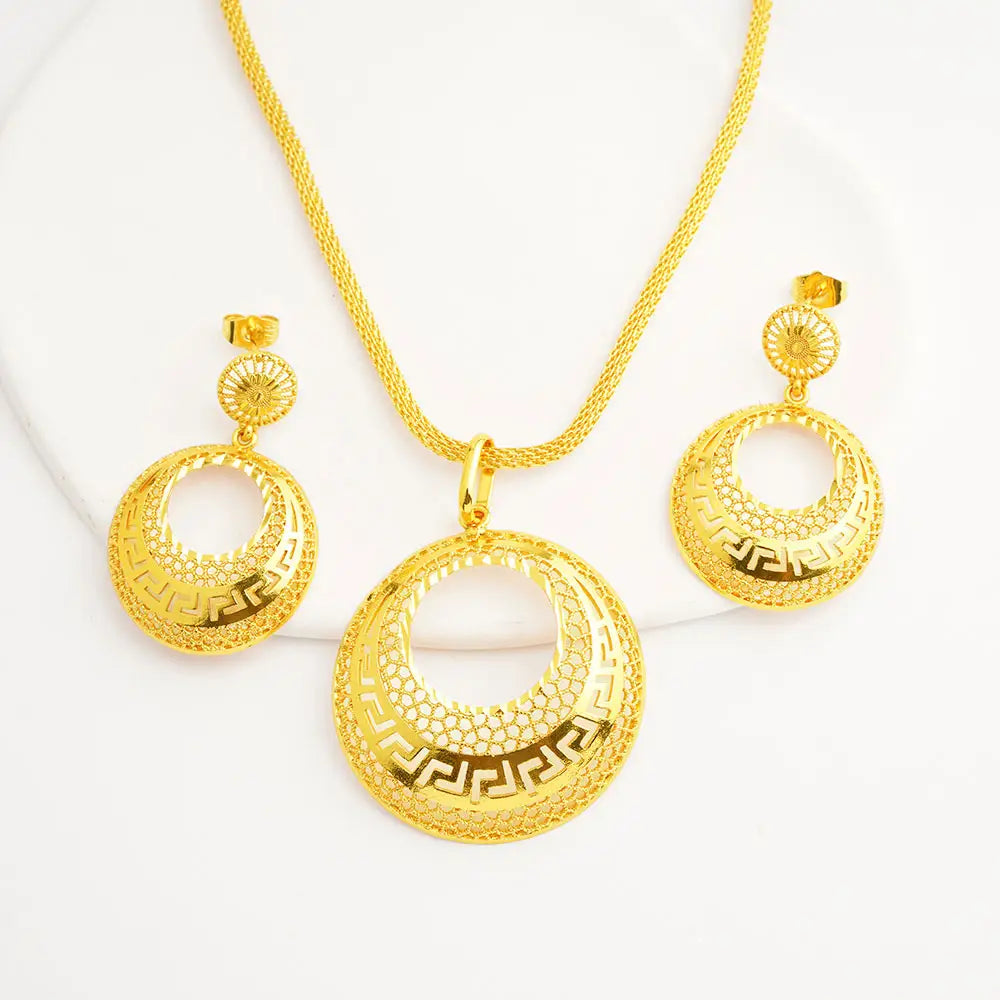 Fashion Roundel Necklace Earring Set Fine Jewelry Sets For Women