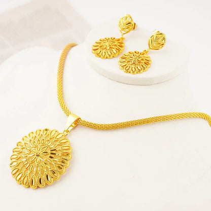 Fashion Flower Design Necklace Earring Set Fine Jewelry Sets For Women