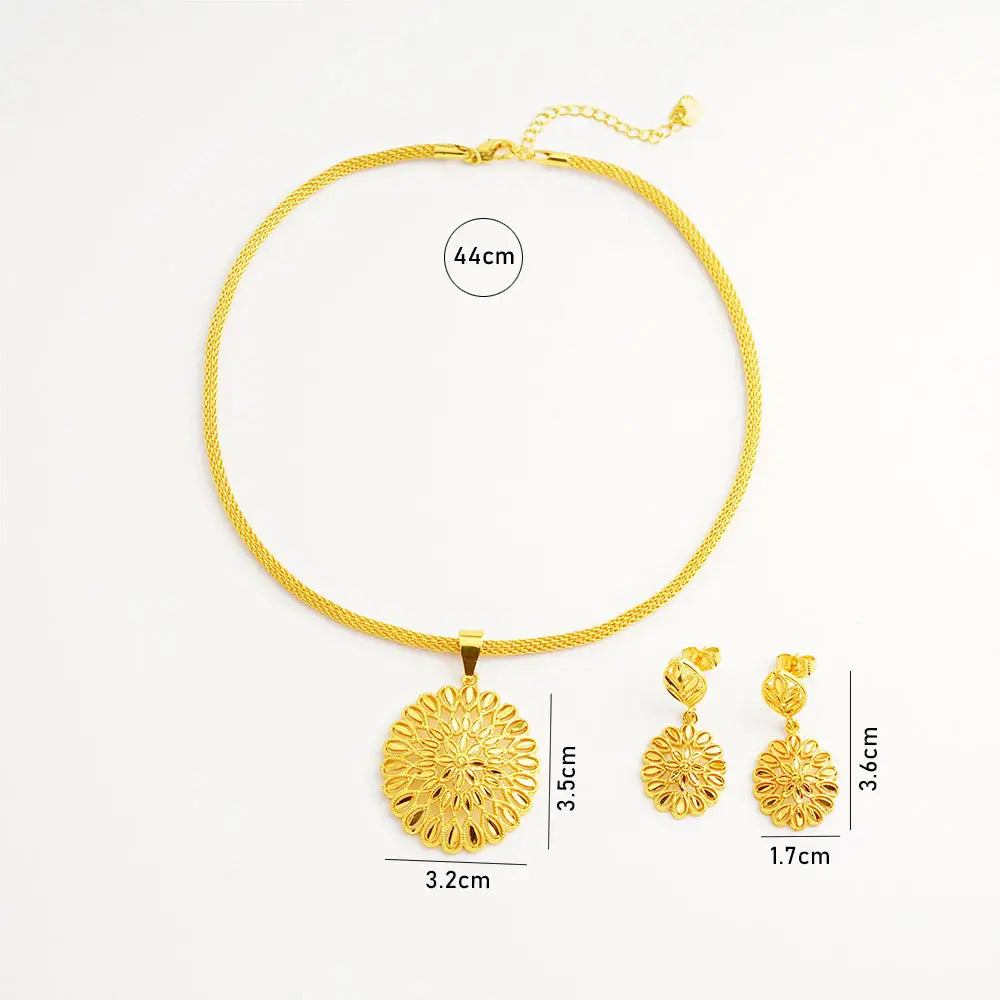 Fashion Flower Design Necklace Earring Set Fine Jewelry Sets For Women