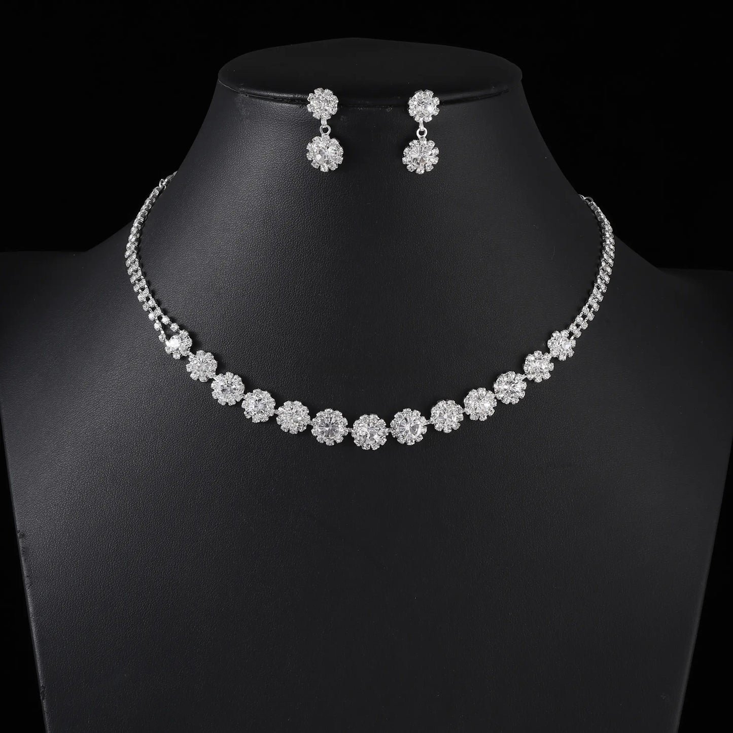 Versatile Flower Necklace Earring Jewelry Set Bridal Dress Accessories