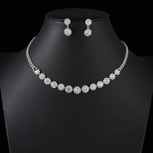 Versatile Flower Necklace Earring Jewelry Set Bridal Dress Accessories