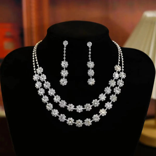 Wedding Jewelry Bridal Multi-layer Necklace Earring Jewelry Sets