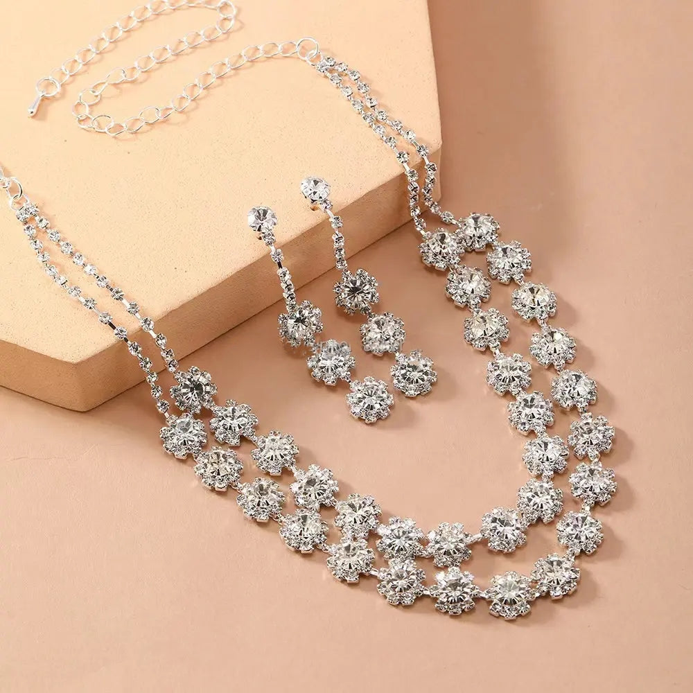 Wedding Jewelry Bridal Multi-layer Necklace Earring Jewelry Sets