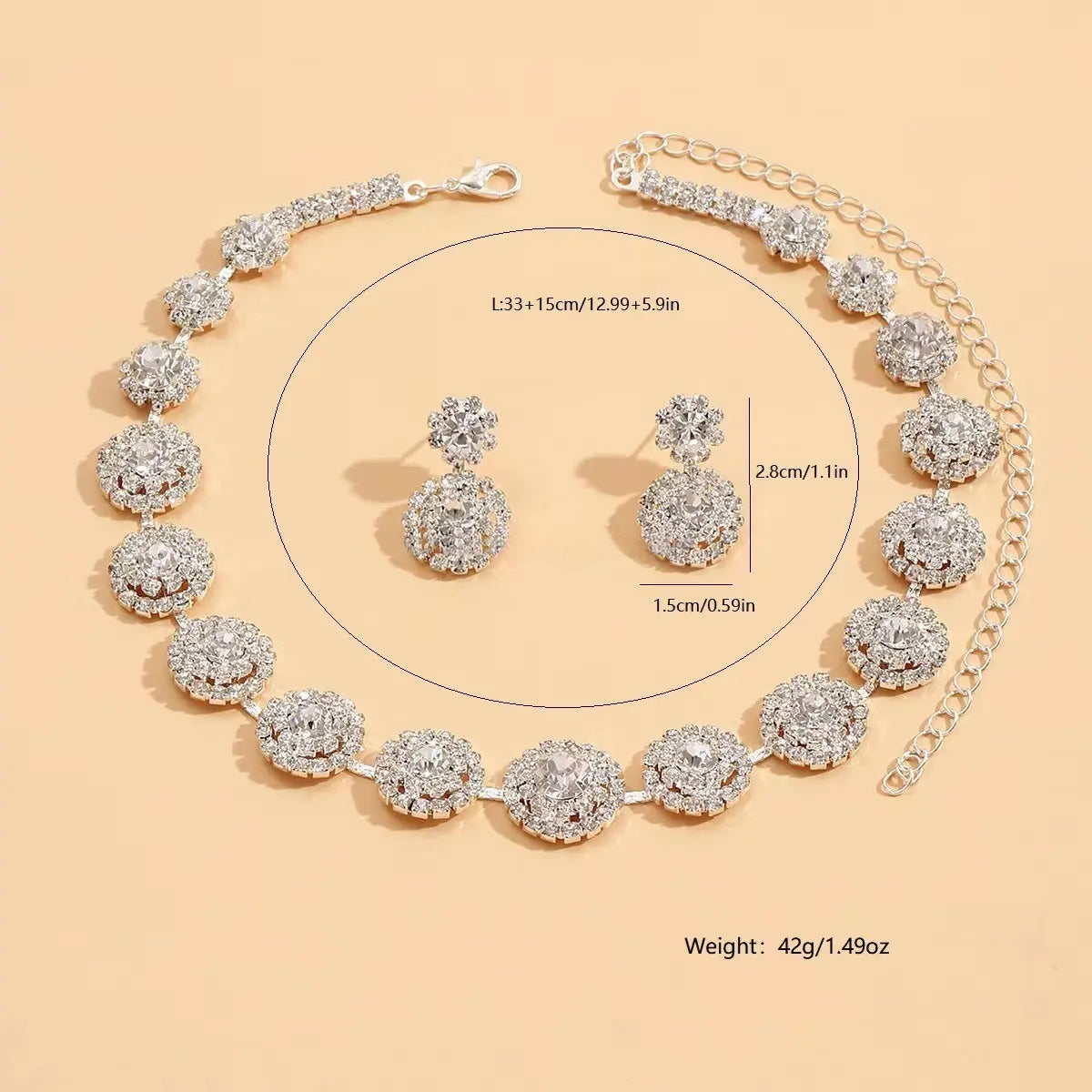 Resplendent Geometric Circle Full Bridal Fashion Jewelry set