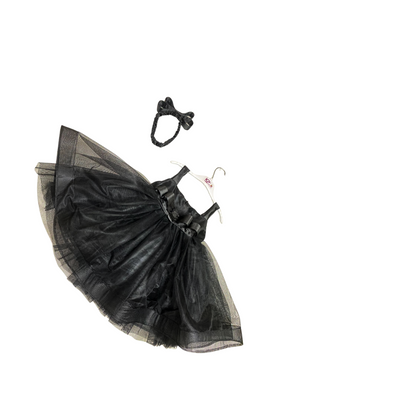 Elegant Black Net Frock with Hair Band - Fancy Tulle Silk Sleeveless Frock for 1-6 year Girls