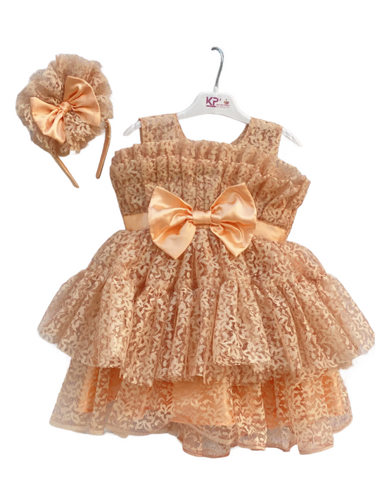 KP' Toddler & Baby Girls Tulle Dress Sleeveless For 1-6 Years Birthday & Party Princess Outfits.