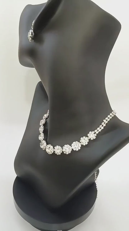 Versatile Flower Necklace Earring Jewelry Set Bridal Dress Accessories